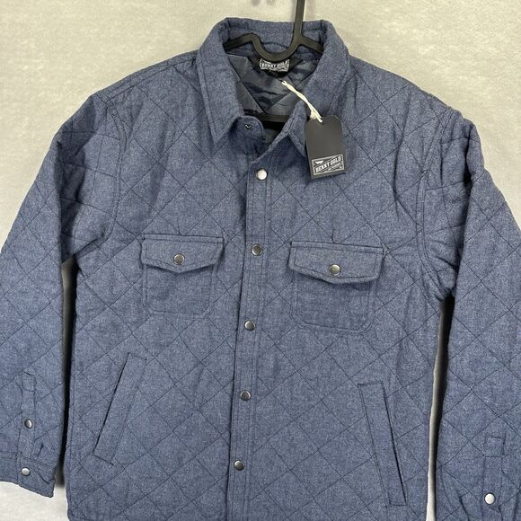 NWT Benny Gold Quilted Snap Large Long Sleeve Shirt Jacket Shacket Blue Men’s - Picture 2 of 12